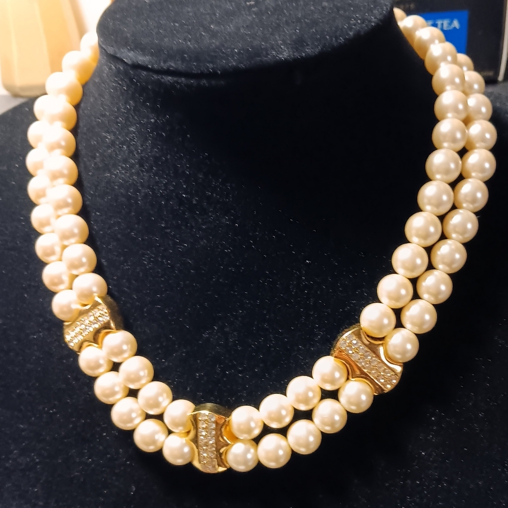 ✨ Napier Faux Pearl, gold & CZ Necklace ✨